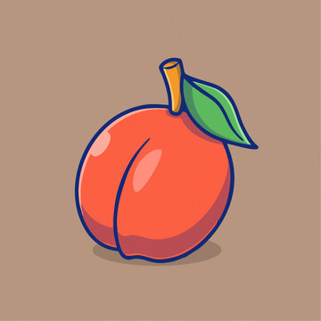 带叶的红色桃子卡通Q版儿童插画