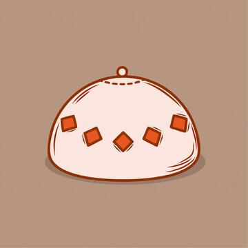 有橙色方块装饰的白色容器餐罩卡通儿童插画
