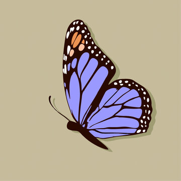 橙黑花纹的帝王蝶卡通形象卡通Q版儿童插画