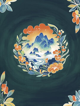 国潮山水海报