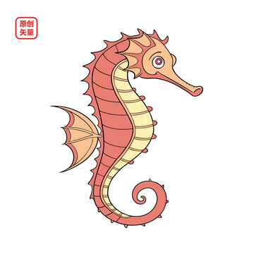 矢量插图动物海洋生物海马