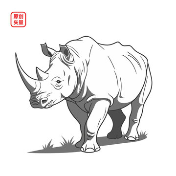 矢量插图动物非洲犀牛