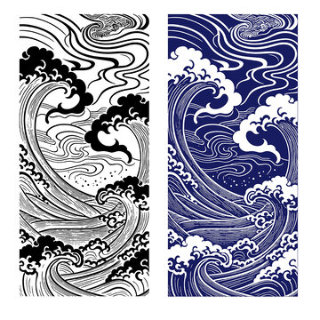 矢量意境波浪杂点纹压纹肌理纹