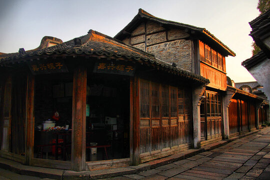 乌镇西栅江南街巷江南民居建筑
