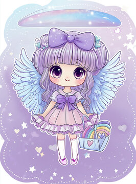 卡通女孩插画铅笔盒图案