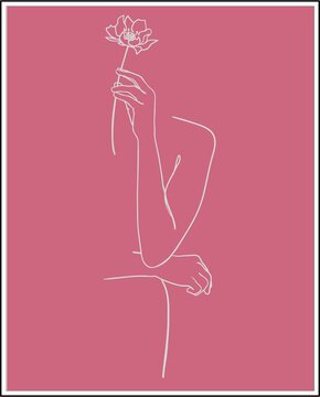 女性鲜花装饰画