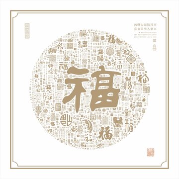 传统文化百福图福文字背景