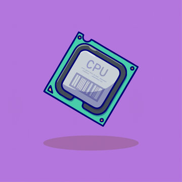 CPU电脑中央处理器图标卡通Q版儿童插画