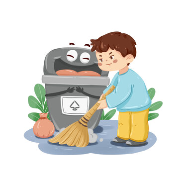 垃圾分类卡通插画不可回收垃圾