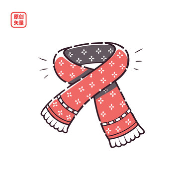 矢量插图简约保暖围巾