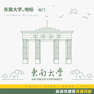 东南大学校门线稿
