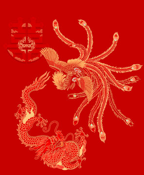 手绘龙凤