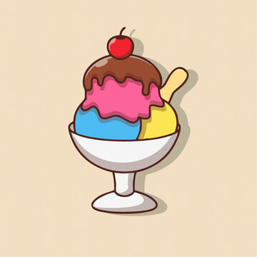高脚杯里的彩色冰淇淋