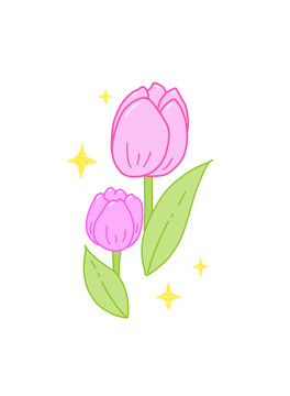 春天郁金香花朵插画