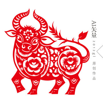剪纸牛