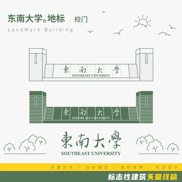 东南大学校门线稿