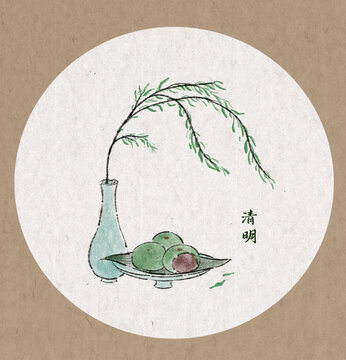国风古风水墨清明节手绘插画
