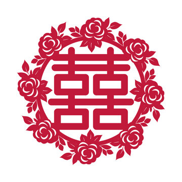 结婚喜字贴窗花双喜剪纸纹样婚庆婚礼囍