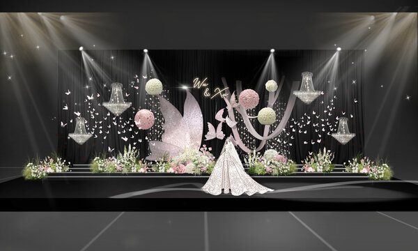 粉色韩式蝴蝶元素高级小众婚礼