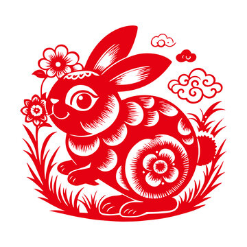 兔子剪纸窗花