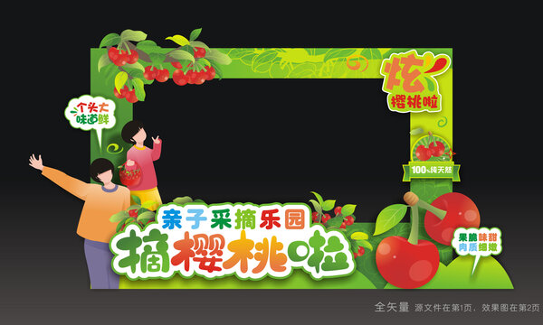 樱桃采摘季合影框