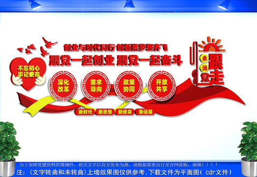 跟党一起创业文化墙