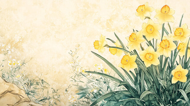 水仙花壁画