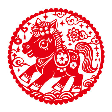 小马剪纸窗花