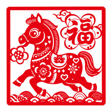 马年剪纸窗花