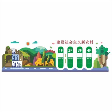 卡通山水新农村文化墙
