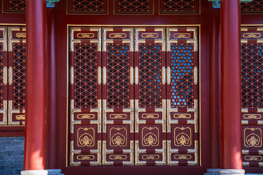 北京景山公园中式传统大红门