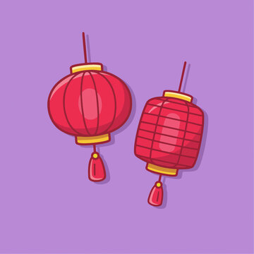 红色的卡通灯笼图标