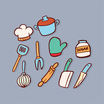 厨房厨具用品图案展示图标