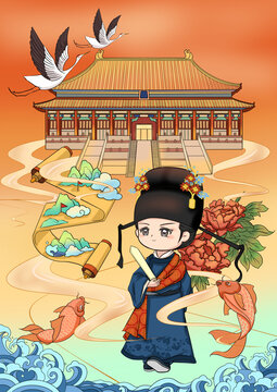 金榜题名进士ip插画中举打马游街
