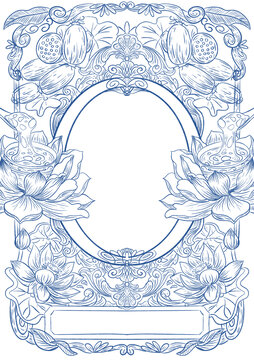 藕粉莲藕卡牌手绘插画
