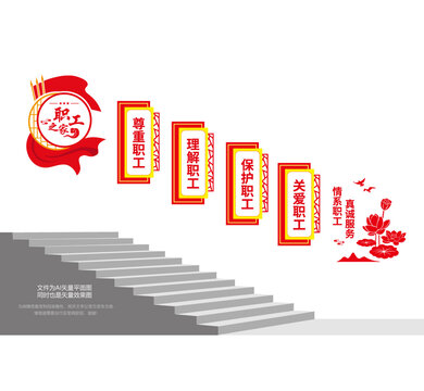 职工之家楼梯文化墙