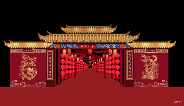中式婚礼手绘效果图