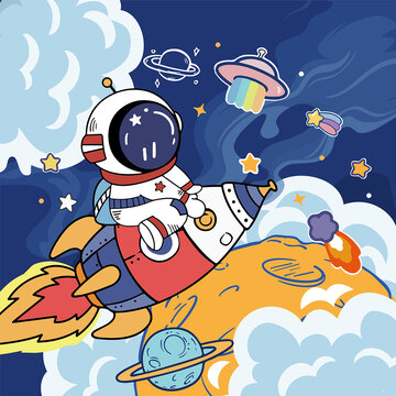 卡通太空宇航员