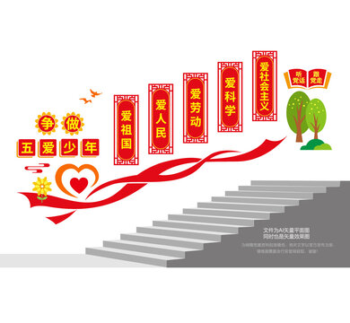 争做五爱少年党建文化墙