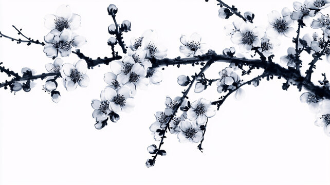 水墨蓝色梅花