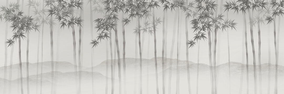 新中式巨幅水墨竹子背景