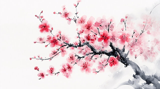 水墨唯美桃花