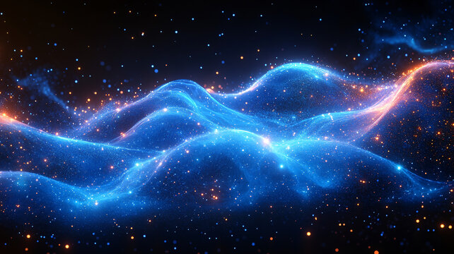 蓝色光波星空背景