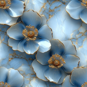 蓝色花纹花卉艺术