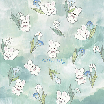 可爱花花小兔子