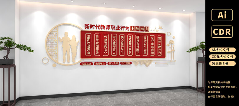 新时代教师职业十项准则文化墙教师文化墙