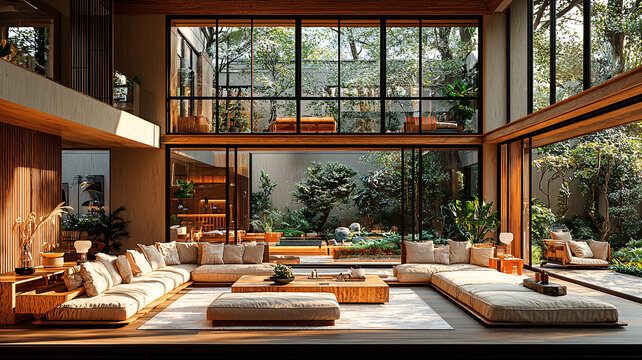 木屏风与现代家具