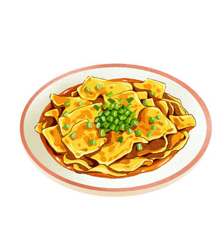 美味锅巴菜插画