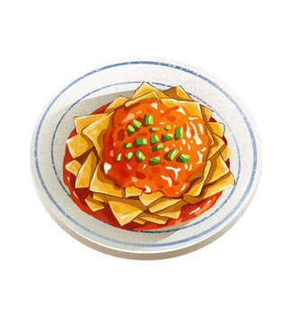 美味锅巴菜插画