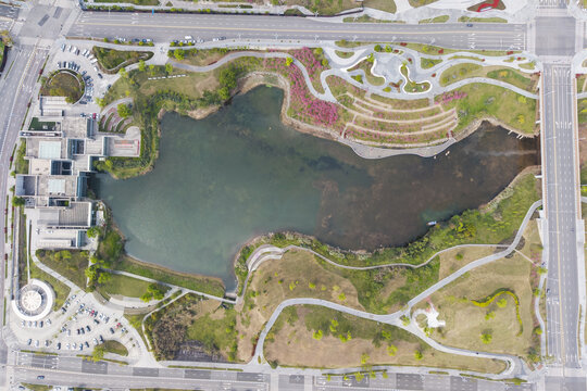 重庆科学城凤鸣湖公园全景航拍